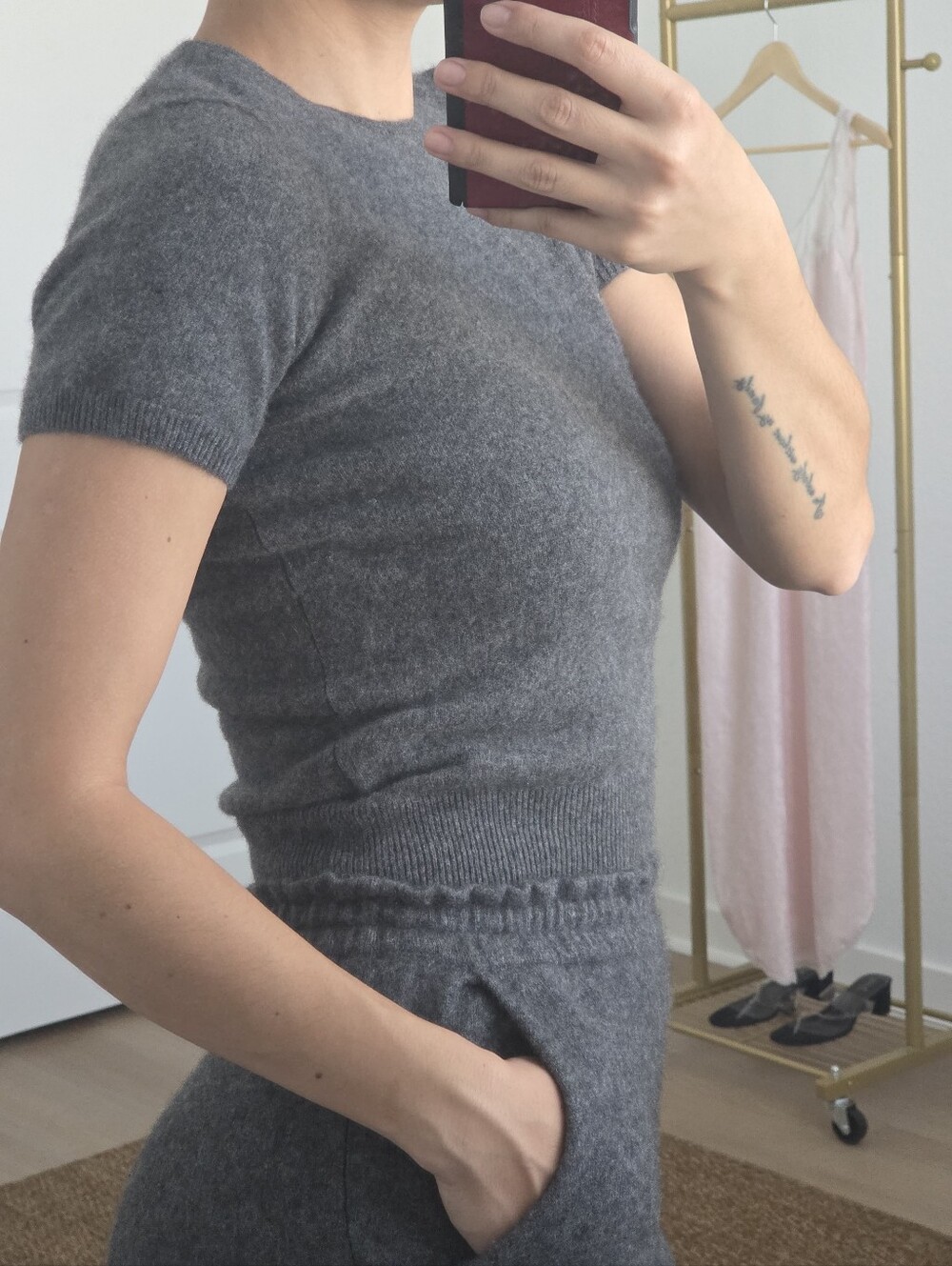 Naadam 100% Cashmere Lounge Pants/ Ralph Lauren Short Sleeve Sweater Top, XS - Picture 9 of 13